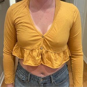 Yellow long sleeve cropped top